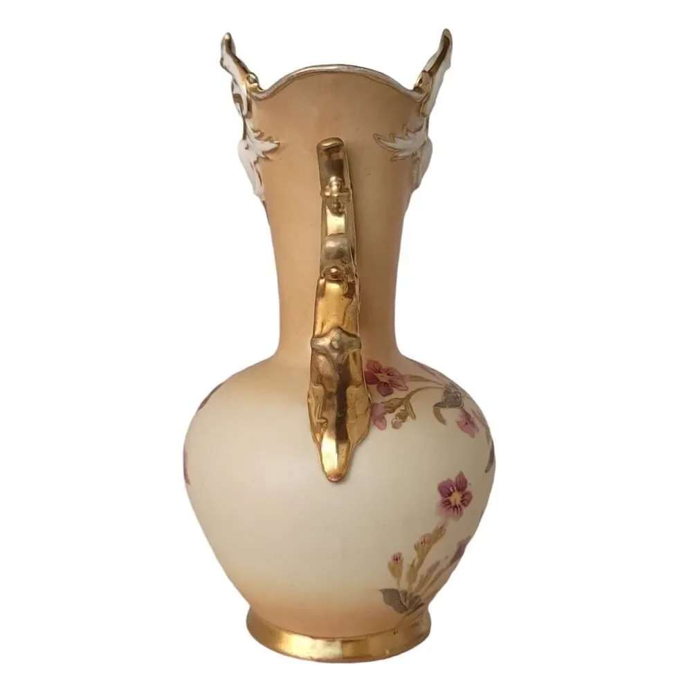 1800S ROBERT HANKE AUSTRIA HAND PAINTED VASE HEAVY‎ GOLD ACCENT 10